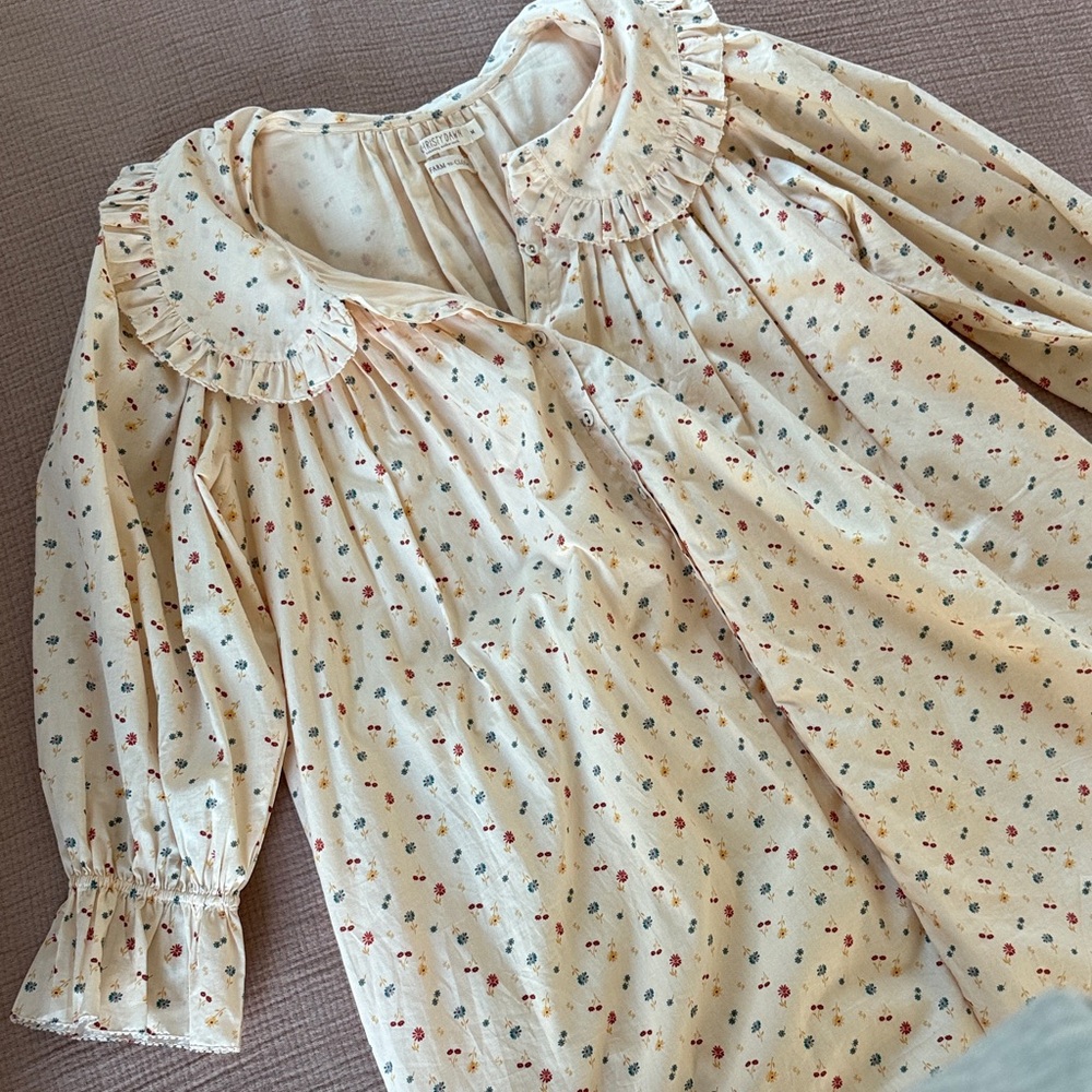 Christy Dawn Cream Mini Dress with Tiny Floral Print